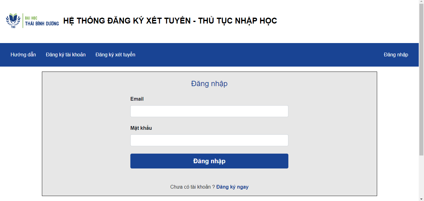 Dự án hệ thống tuyển sinh trường đh thái bình dương